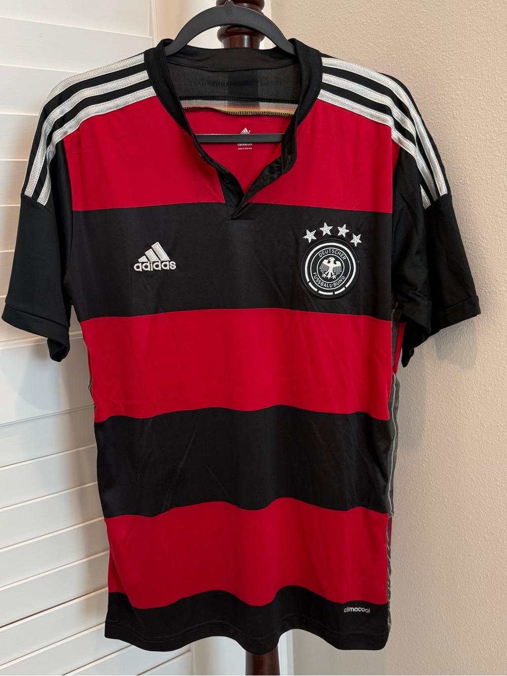 adidas Men’s Black & Red Striped Football Jersey